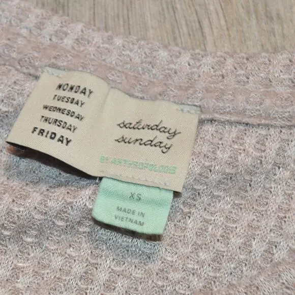 Anthropologie Women's XS waffle knit top Saturday Sunday cross ruffle back - Picture 3 of 6